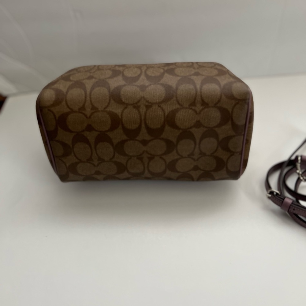 Coach Small Rowan CC signature brown and Lilac trim Crossbody Bag - Picture 7 of 15